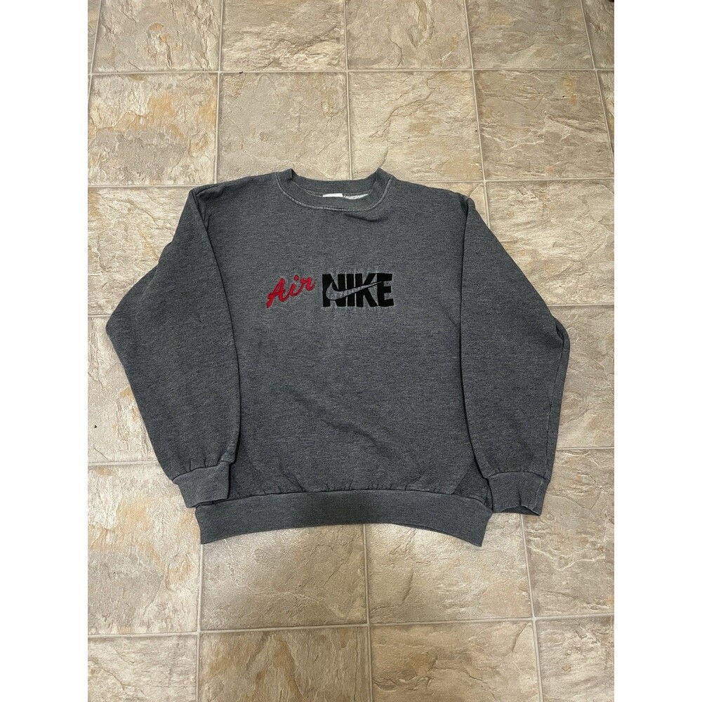 Vintage 90s Nike Air Sweatshirt Men’s M Gray Made USA Swoosh Spellout Crewneck